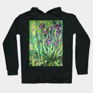 Purple Irises, from an original painting by Arist Colette Baumback Hoodie